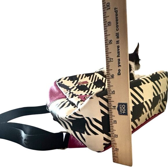 Betsey Johnson Backpack Plaid Black White Pink Adjustable Straps - Picture 10 of 11